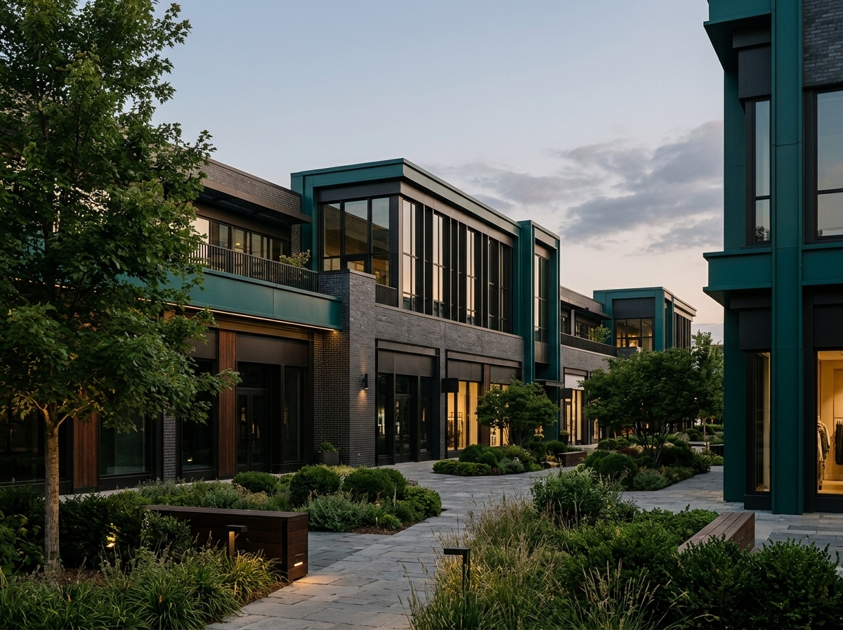 Retail property at dusk