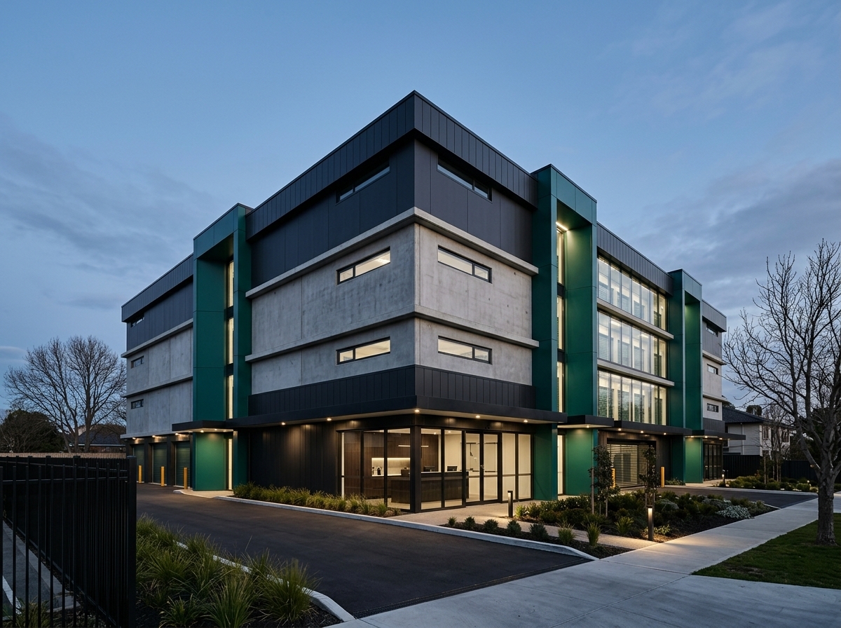 Self-storage property at dusk
